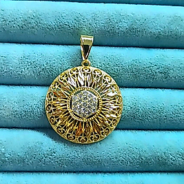 14K 5 Gen Taşlı Yuvarlak Kolye Uç