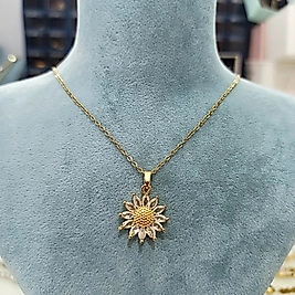 Çelik Gold Ayçiçeği 🌻 Taşlı Kolye