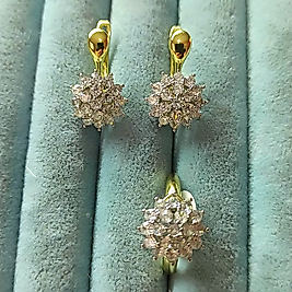 Brilant 14K Çiçek Taşlı 2 Li Set