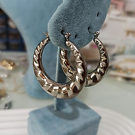 Çelik Gümüş Kaplama Dalgalı Büyük Halka Küpe