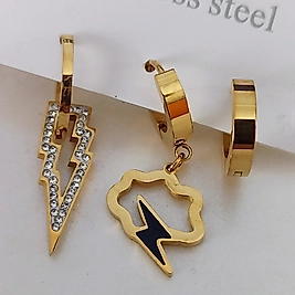 Çelik Gold Kaplama ⚡Çoklu Küpe