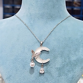 Çelik Gümüş Kaplama 🌙🦋 Taşlı Kolye