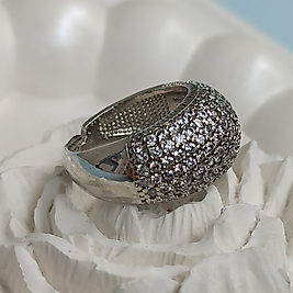Çelik Silver Kaplama Taşlı Bombeli Yüzük