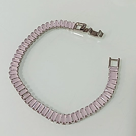 Çelik Mat Pembe Baget Taşlı Bileklik