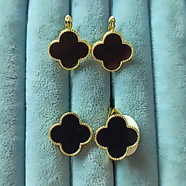 14K Siyah Yonca 3 Lü Set