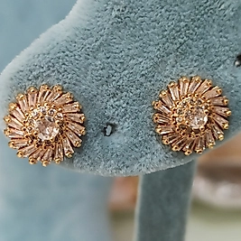 Vip Rose Kaplama Çiçekli Taşlı Küpe