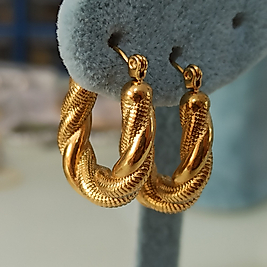 Çelik Gold Kaplama "U"Kalın Burgu Küpe