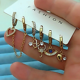 Gold 6 Lı Çoklu Sallantılı Küpe