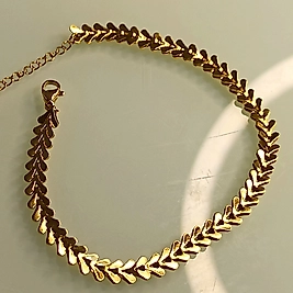 Çelik Gold Kaplama Balık Kılçığı Halhal