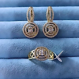 Xuping 14K Oval Taşlı Bagetli 2 Li Set