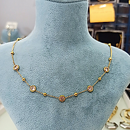 Çelik Gold Serpme Dorikalı Taşlı Kolye