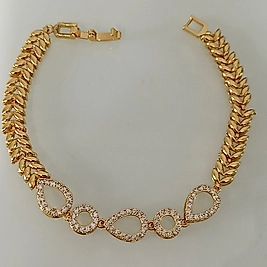 Altın Kaplama Zirkon Taşlı Kılçık Zincirli Bileklik