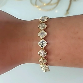 Vip Gold 14K Yonca Taşlı Bileklik