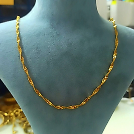 22K İmitasyon Altın Kaplama Singapur 60 Cm Zincir Kolye