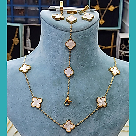 Çelik Gold 5🍀lı Kolyeli Van Cleff 3 lü Set