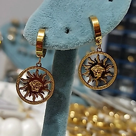 Çelik Gold Kaplama Versage Modeli Küpe