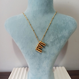 Çelik Gold Kaplama E Harfi Kolye