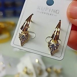 Xuping 14K Kalp Taşlı Küpe