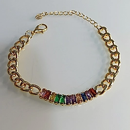 Pirinç Gold Baget Taşlı Bileklik