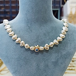 Beyaz İnci Görünümlü Nazarlık🧿Boncuk Kolye