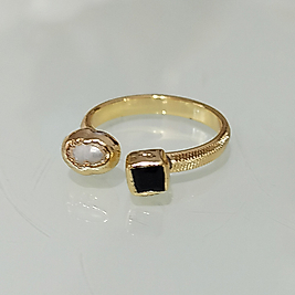 Altın Kaplama Çift Taşlı Antik Desenli Yüzük