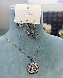 Çelik Gümüş Kaplama 🧿 lı, 3 lü Küpeli 3 lü Kombin