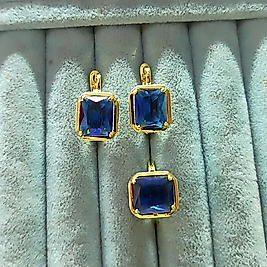 14K Brilant Mavi Taşlı 2 Li Set