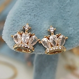 Vip Gold Kaplama Taşlı 👑Model Minimal Küpe