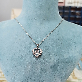 Çelik Silver Taşlı Kalp🤍 li Çıtır Kolye