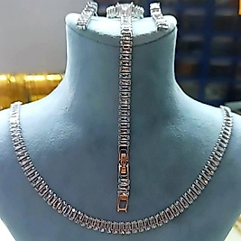 Çelik Gümüş Kaplama 4 Lü Full Baget Taşlı Set