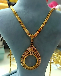 Yarım Altın Çerçeveli Arpa Kolye