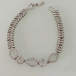 Gümüş Kaplama Zirkon Taşlı 💧 Figürlü Kılçık Zincirli Bileklik