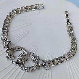 Gümüş Kaplama Zikron Taşlı Çivi Figürlü  Bileklik