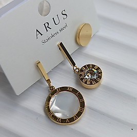 Çelik Gold Kaplama Roma Rakamlı 3 lü Küpe Kombini