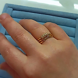 14K Çapraz Taşlı Yüzük