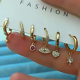 Gold 6 Lı Çoklu Sallantılı Küpe