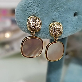 Vip Gold Kaplama Taşlı Mineli Küpe