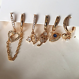 Pirinç Rodyum Gold Kaplama 🦀Li Çoklu Küpe