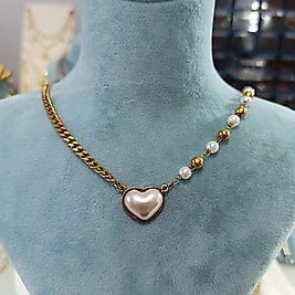 Çelik Gold Kaplama İnci ⚪🟡⚪🟡 Detaylı 🤍li Kolye