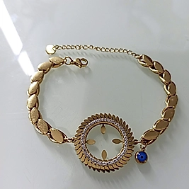 Çelik Gold Arpa Zincir Çeyrek Çerçeveli Bileklik