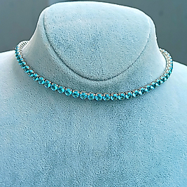 Çelik Gümüş Kaplama Mavi Zirkon Taşlı Kolye