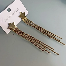 Çelik Gold Kaplama ⭐ Sallantılı Zincirli Küpe