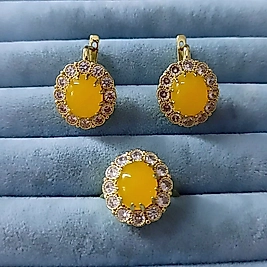 Çelik Gold Sarı Taşlı 2 Li Set