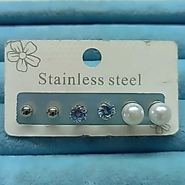 Çelik Gümüş Kaplama Çoklu İncili Küpe