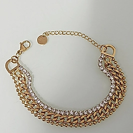 Çelik Gold Suyolu 3lü Zincirli Bileklik