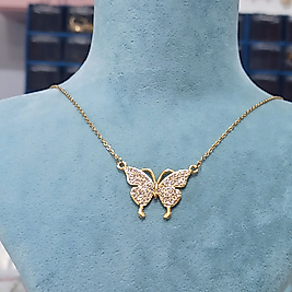Çelik Gold Kaplama Taşlı Kelebek 🦋 Kolye
