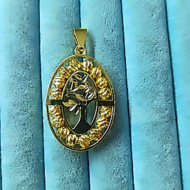 14K Dorikalı Oval Yaşam Ağacı Uç