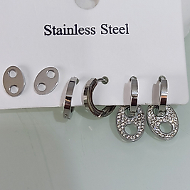 Çelik Gümüş Kaplama Çoklu Gazoz Kapağı Taşlı Küpe