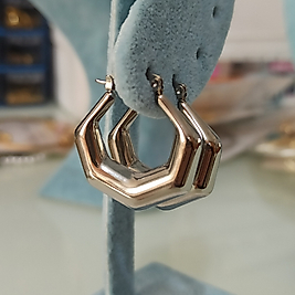 Çelik Gümüş Kaplama Altıgen Küpe