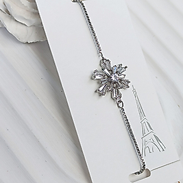 Çelik Silver Taşlı ❄️Motifli Zarif Bileklik